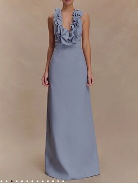 Carolyn Linen Bubble Maxi Dress - Misty Blue